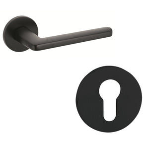 Tupai™ Modern Door Handle on Round Rose in Matt Black