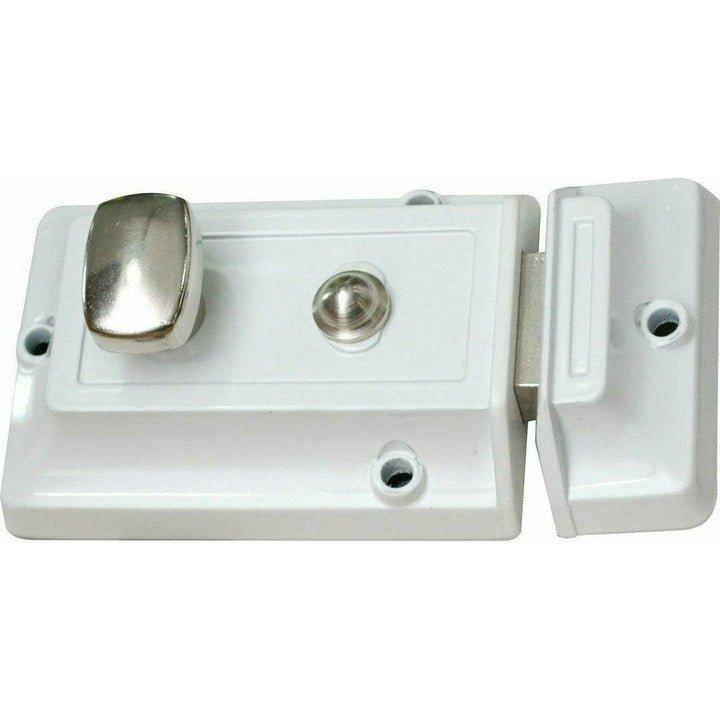 White night latch with chrome knob - Decor Handles