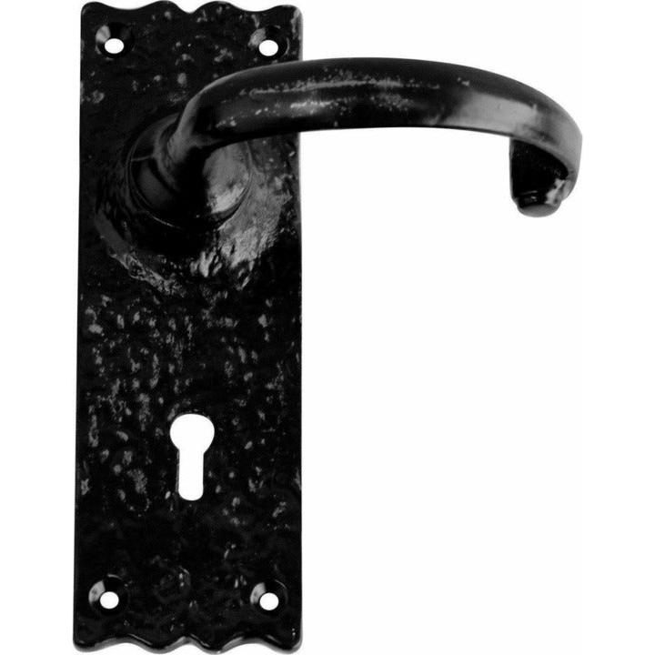 Wrought iron lever handle on plate - Decor Handles